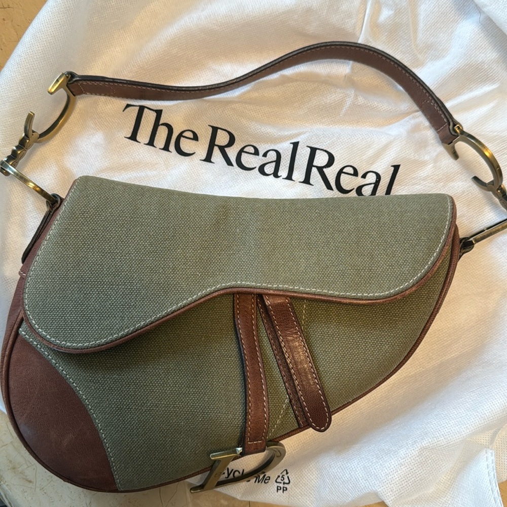 Vintage Green Dior Saddle Bag
